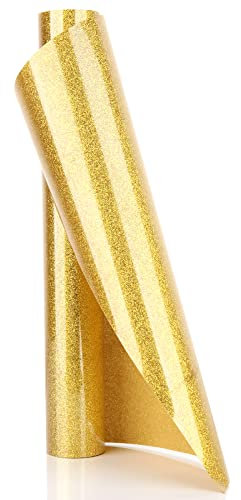 YURROAD 40 x 12 Glitter Heat Transfer Vinyl Gold Glitter HTV Vinyl Iron On Clothes - Gold Glitter Vinyl