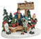 meindekoartikel Weihnachtliche Miniatur-Figuren Winterwelt-Szene aus Poly – Marktstand Christbaumverkauf B12 x T8 x H10 cm