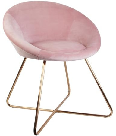 HOME DECO FACTORY Karl velluto Mobilier - Poltrona per sala da pranzo, in metallo, 73 x 62 x 83 cm, colore: Rosa