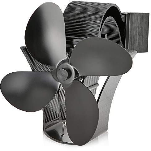 NETTA Magnetic 4 Blade Woodburner Stove Fan with Adjustable Band - Silent Operation - Eco Friendly Circulation - Efficient Heat Distribution - Ideal Log Burner Fireplace Fan - Black