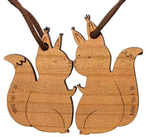 Mr. & Mrs. Panda Pärchen Schlüsselanhänger Eichhörnchen Paar - Geschenk, Jahrestag geschenk, Freund, Schutzengel, Valentinstagsgeschenk, Liebe,