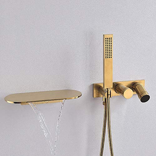 Huin Robinet de douche caché or cascade salle de bain baignoire robinet de douche mural mitigeur baignoire