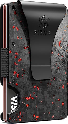 PIRNA Porte-Cartes de Crédit pour Homme | Portefeuille en Fibre de Carbone | Protection Carte RFID | Cadeaux pour Hommes | Rouge Carbone
