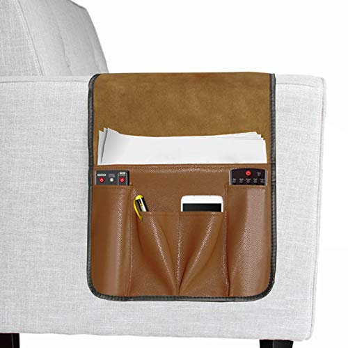FYBlossom Armlehnen Organizer, 7 Taschen, Anti-Rutsch PU-Leder, Sofa, Couch oder Sessel Bett Storage Tasche, TV, Handy, Buch, Zeitschriften, Bleistift