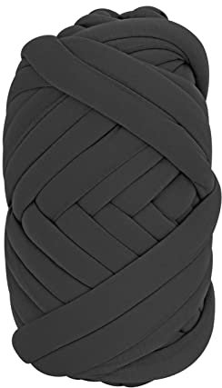 Trintion Hand-Knitted Chunky Yarn 25m Super Chunky Arm Knitting DIY Hand Roving Washable Cotton Polyester for Handmade Blankets Scarf Sweater (Dark Grey)