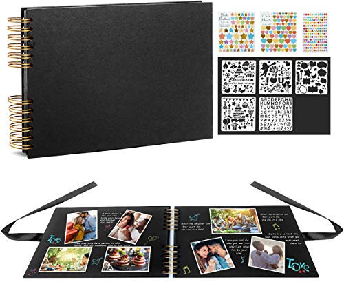 AMZ-BOX Fotoalbum Zum Selbstgestalten, DIY 80 Seiten Fotobuch für Baby, Familie, Abschluss Geschenk, Geburtstagsgeschenk, Hochzeitstagsgeschenk, Valentinstag , Jahrestag Geschenk (Fotoalbum-Schwarz)