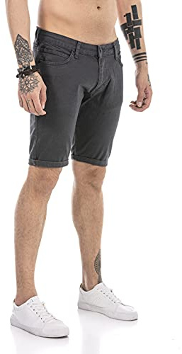 Redbridge Jeans-Shorts für Herren Kurze Hose Denim Freizeithose Chino Look Dunkelgrau W33