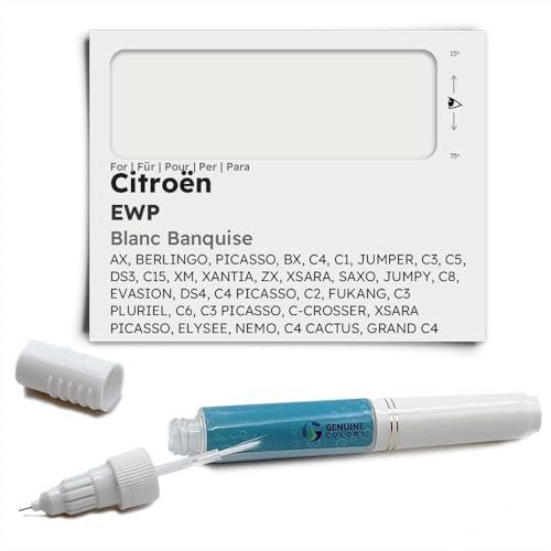 Genuine Colors Stylo de Retouche BLANC BANQUISE EWP pour Citroën AX BERLINGO PICASSO BX C4 C1 JUMPER C3 C5 DS3 C15 XM XANTIA ZX XSARA SAXO JUMPY C8 EVASION DS4 C2 FUKANG PLURIEL C6 C-CROSSER ELYSEE NE