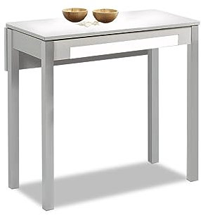 ASTIMESA Mesa de Cocina, Metal, Blanco, 90x50cm-extendida 90x70 cms