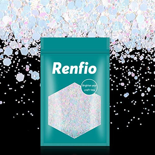 Renfio Chameleon Chunky Glitter Mixed Fine Powder Color Shift 1.75 Oz (50g) PET Flake Hexagon Glitters Sequins Resin Pigment Chips Dust for Slime Painting Craft Hair Body Beauty - Flamingo Opal