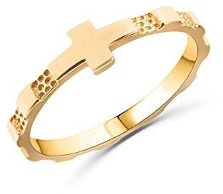 Religiöser Ring Rosenkranz Herren Damen 925 Sterling Silber 18 Karat vergoldet -, Sterling Silber