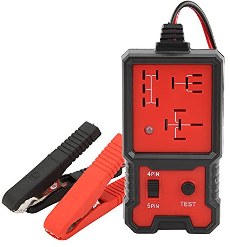 Yctze Tester Relè per Auto 12V, Strumento di Scansione Diagnostico per Tester Elettronico Automobilistico Rosso con ClipUniversale per Batteria Auto