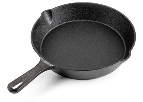 Wiltec Feuerpfanne aus Gusseisen mit Stiel Ø25cm, geeignet für alle Herdarten, auch für Outdoor, Antihaft