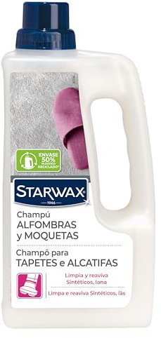 STARWAX - Champú Alfombras y Moquetas -Limpia en profundidad moquetas y alfombras de fibras naturales y sintéticas - Fabricado en Francia - 1L - 30 a 40m²