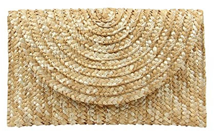 EVEOUT Women's Woven Straw Clutches Summer Handbag Purse Beach Vacation Bag Beige