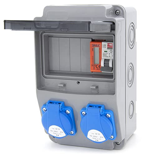 ELS Elektrotechnika Baustromverteiler Wandverteiler 2x230V Schuko mit Leitungsschutzschalter C16A und MID Stromzähler. Baustromverteiler für Indoor/Outdoor-Bereich, Werkstätten und Fabriken IP54.
