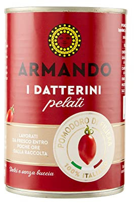 Armando, I Datterini Pelati, Pomodori di Filiera 100% italiani, 12 confezioni in latta da 400 gr