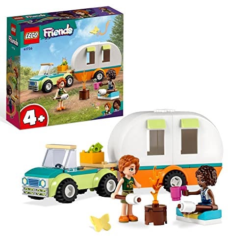 LEGO 41726 Friends Holiday Camping Trip Camper Van, Caravan with Car Toy for Kids, Girls and Boys 4+ Years Old, Forest Adventure Set with Autumn and Aliya 2023 Series Characters