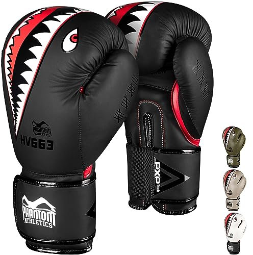 Phantom Fight Squad Guantes de Boxeo MMA Thai Boxing Gloves | Hombres (Fight Squad - Negro, 14 Oz)