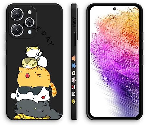 XINYEXIN Cover per Xiaomi Redmi 12 4G, Custodia in Silicone Morbido Antiurto Ultrasottile con Motivo Carino, Design a Bordo Dritto - Kitten, Black