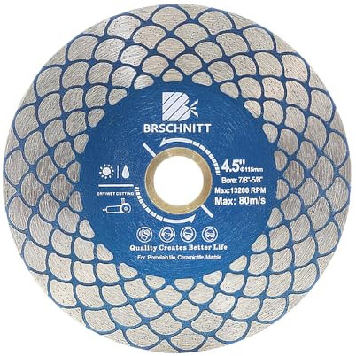 Diamond Cutting Disc Tile Cutting Disc 115mm - BRSCHNITT for Arbor:22.23/15.875mm for Cutting Grinding Porcelain Ceramic Marble Artificial Stoneware