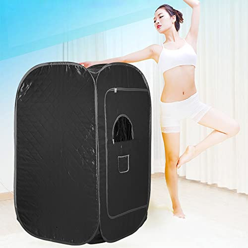Sauna pliable cabine à chaleur Thérapeutique Spa 1000W Sauna à Vapeur,Sauna e portable,Personal Spa at home- Avec chaise pliante (Noir)