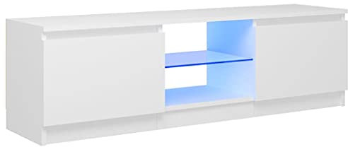 Mueble para TV con luces led, blanco, 120 x 30 x 35,5 cm