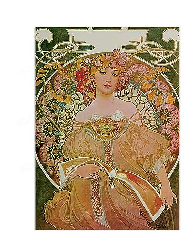 Strand Clothing Alphonse Mucha Vintage-Kunstdruck – Reverie-Poster, Wanddekoration, antike Malerei, Illustration (A3, ungerahmt)