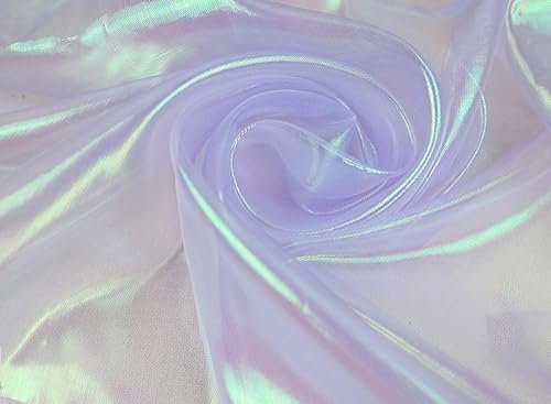 Organzastoff zum Nähen Meterware, 300cm x 150cm Bunte Glitzer Organza Tüllstoff Tüll Dekostoff zum DIY Basteln Bekleidung Tüllrock Gardine Schals Vorhänge Tischdecken Hochzeit Party Deko,Helles Lila