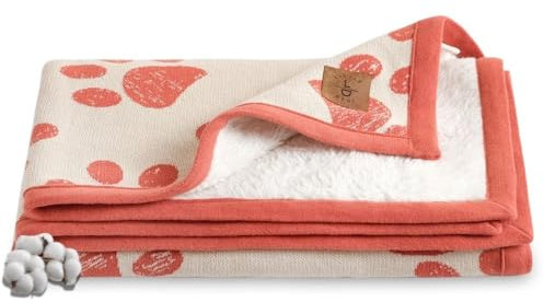 Little Dedi Baby Winter Decke – 100% GOTS-zertifizierte Bio-Baumwolle, Strickdesign, 75x95 cm, Weich & Atmungsaktiv, Ideal für Neugeborene & Kleinkinder, Maschinenwaschbar, (Natur/Terracotta)