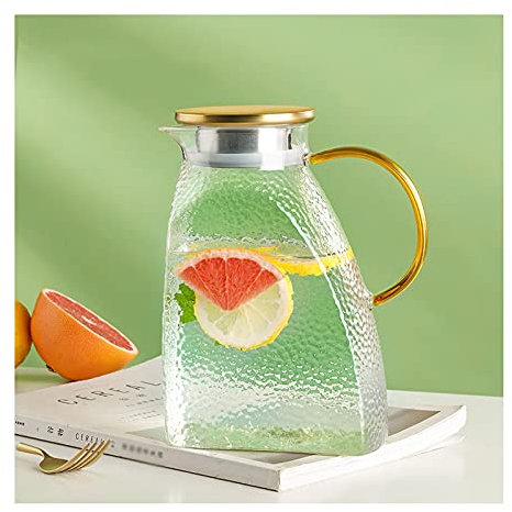 Brocca Acqua Brocca di vetro con coperchio, brocca di acqua calda/fredda, succo e tea tea beverage caraffa Caraffa Acqua (Size : 1800ML)