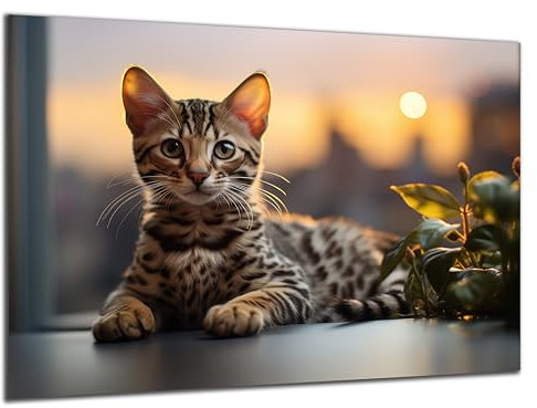 Munera Design - Bild 30x40 - Katzen-Bilder Kitten am Fenster - Wand-Bilder Wohnzimmer