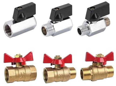 EGTDSFGJA 5/20/100 Stück Messing Kugelhahn Luftkompressor Wasser Gas Öl Absperrventil 1/8 1/4 3/8 1/2 Gewinde Mini Stecker auf Buchse(1/4)