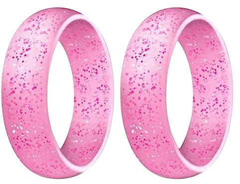 TORR 2 Stück, Beliebt bei Frauen, Silikon-Cool-Ringe, Silikon-Ehering, Umweltfreundlicher Outdoor-Sportring, 5,7 Mm, Rosa, 6