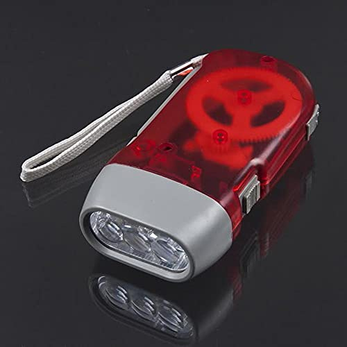 3 LED Handpress-Dynamo Kurbel Power Aufzieh-Taschenlampe Taschenlampe Licht Handpresse Kurbel Campinglampe Licht für Outdoor Zuhause (Farbe: Rot)