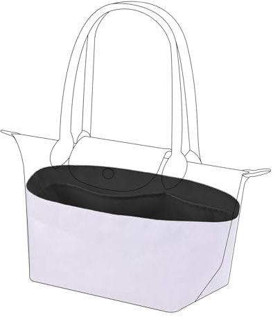 DGAZ Leichter Handtaschen Organizer, Seide und Dupont Papier Innentaschen für Longchamp Le Pliage Original L Lange Griffe/Le Pliage Energy L Lange Griffe Tote Schultertaschen Umhängetasche (Schwarz)