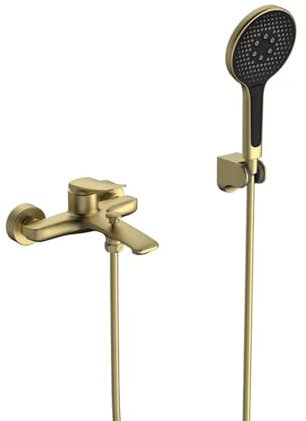 XJTNLB Robinet Baignoire Cascade Or Brossé Montage Mural Douche Mitigeur Robinets de Douche et de Baignoire Robinet Salle Bain Douche Baignoire