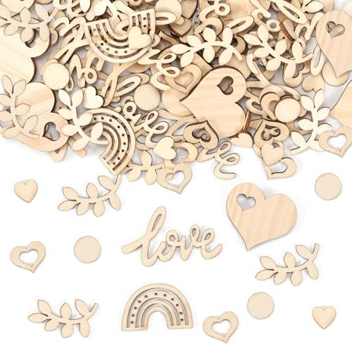Streudeko Holzherzen Konfetti für Hochzeit - 150 Stück Tischdeko mit Herzen aus Holz - Romantische Deko