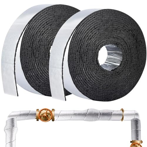 Isolierung Kanal Isolierung zum Wickeln 2 Wide X 32.8 Ft Rohrisolierung zum Wickeln, Isolierung Heizungsrohre Wickeln, Rohrumwicklung, Rohrisolierungsfolie Isolierband mit Schaumstoff(2 Rolle)