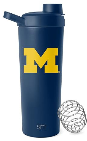 Simple Modern Officially Licensed Collegiate Michigan Wolverines Stainless Steel Shaker Bottle with Ball 24oz | Metal Cup for Protein Mixes, Pre Workout | Rally Collection | University of Michigan