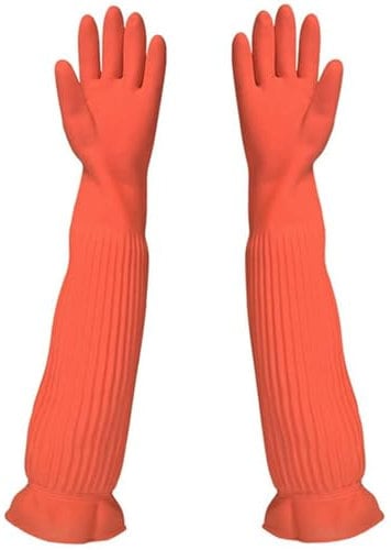 Guantes De Goma Largo - 56 cm, Guantes de Trabajo Manga Larga y Domésticos Reutilizables