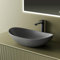 EMKE Aufsatzwaschbecken Design Waschbecken 61,5 x 36 x 15,5 cm Waschtisch Grau Matt, Handwaschbecken Oval, Waschbecken Bad für Badezimmer und Gäste-WC