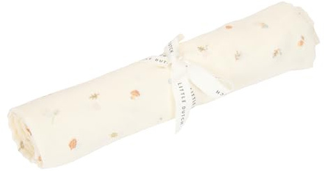 Little Dutch Pucktuch Swaddle Tuch Decke Musselin Baby (120x120 cm) Forest Treasures - Forest Friends