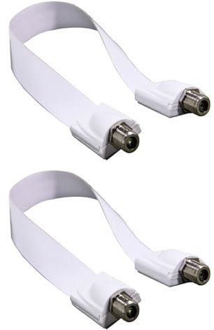 2 cavi coassiali piatti da 26 cm, cavo piatto coassiale passante per finestra, cavo coassiale piatto passante per finestra, cavo coassiale piatto di tipo F, per finestre e porte (bianco)