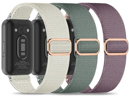 Wizvv Lot de 3 bracelets élastiques compatibles avec Samsung Galaxy Fit 3, en tissu nylon, à dégagement rapide, pour Samsung Galaxy Fit 3 SM-R390, homme et femme, Nylon