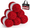 ilauke 6 x 50 g (6 x 70 m) Chenille Garn, Samt Garn zum Stricken und Häkeln mit Nadeln mit Häkelzubehör und Handtasche, Weiches Chenille-Garn für Kleidung, Decken, Taschen, Pullover, DIY, Rot
