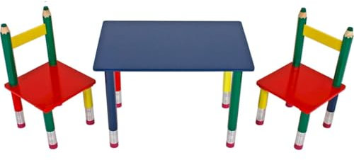 Licht-Erlebnisse Tischgruppe Kinderzimmer 2 Stühle + Tisch 60 cm breit Buntstift Design bunt Tisch Stuhl Gruppe Kinder