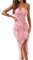 SweatyRocks Robe d'été élégante pour femme - Motif floral - Sans bretelles - Robe de fête asymétrique - Sans manches - Robe longue bandeau, Rose, XL