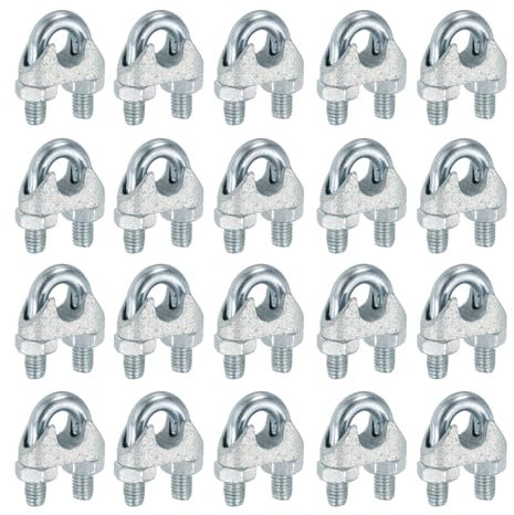sourcing map 20 Pcs M10 Steel Wire Rope Clip Clamps, 3/8 Wire Rope U-Bolt Cable Clamps Saddle Fastener FOR Wire Rope Rigging Tent Rope Guardrail System