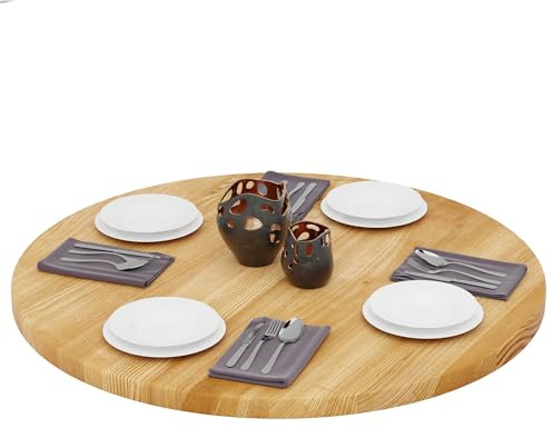 LAMO Manufaktur Tischplatte rund 100 cm aus Naturholz | Holzplatte für Esstisch, Küchentisch, Bistrotisch | Stärke: 40 mm | Farbe: Rustikal